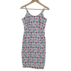 Ann Taylor White One-Piece Swim Dress with Pink & Teal Floral Print